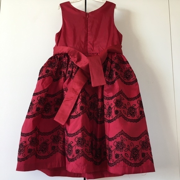 Jayne Copeland Little Girls Red Black 2-Pcs Holliday Dress with Cardigan Size 5 - Picture 4 of 16